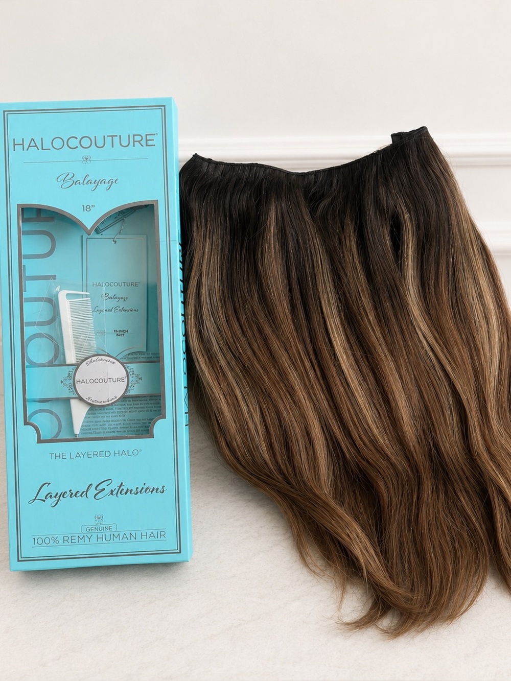 NIB 18" Hair Halo Couture Extension - Balayage Layered Bronde B4/27
